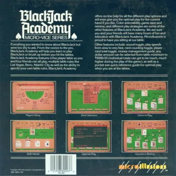 Blackjack Academy box cover back